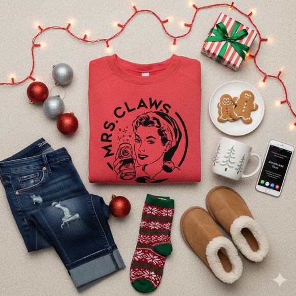 "Mrs. Claws" Holiday Graphic Pullover - Picture 7 of 7